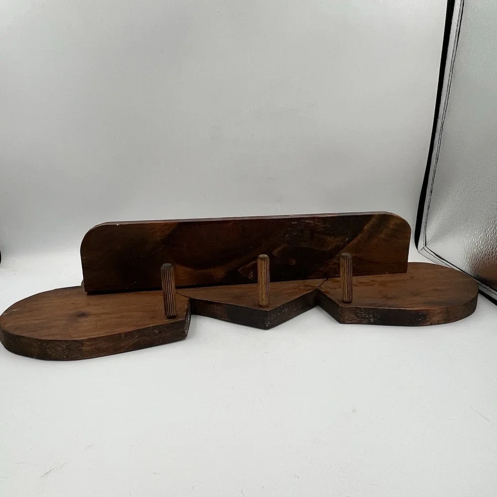 Vintage Wooden Interlocking 3 Heart Shaped Wall Shelf W/Peg Cottagecore Granny